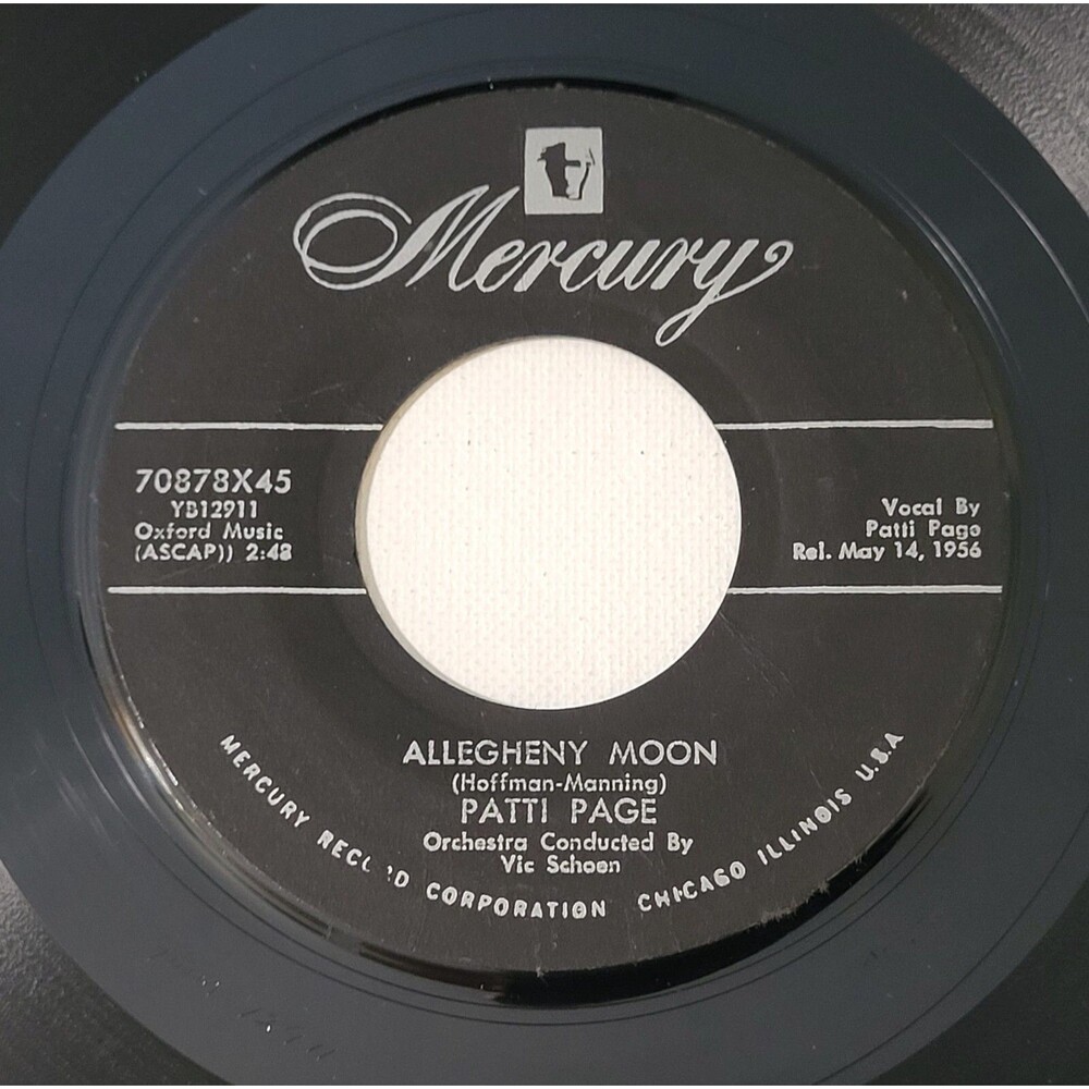 Patti Page 45 RPM - Allegheny Moon / The Strangest Romance - Mercury VG+ Pop '56